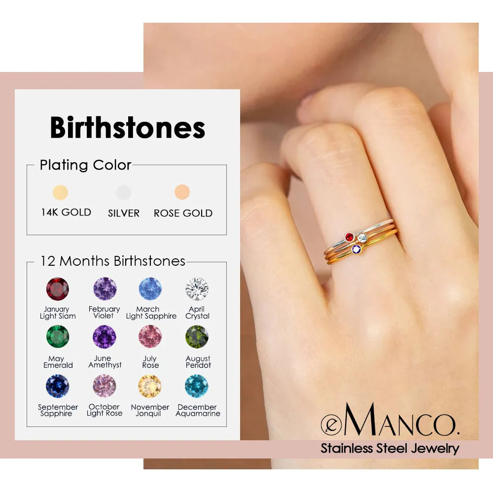 Stainless Steel Birthstone Ring