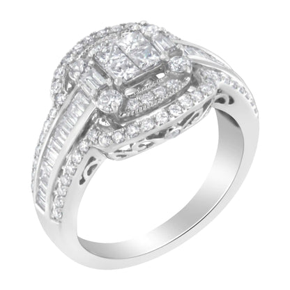 14KT White Gold Diamond Cocktail Ring (1 1/4 cttw, H-I Color, SI2-I1 Clarity)