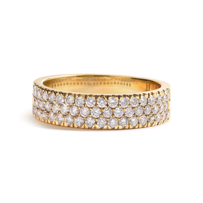 14K Yellow Gold Pave Set 3/4 cttw Multi Row Diamond Band Ring  (H-I Color, SI2-I1 Clarity)