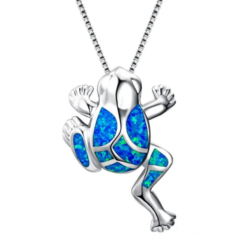 Full Blue Imitati Opal Sea Turtle Pendant Necklace