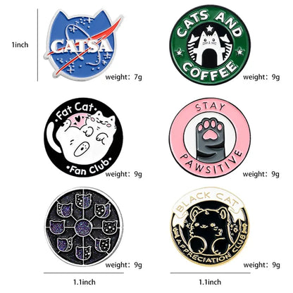 Cats Club Cat Badge Brooches