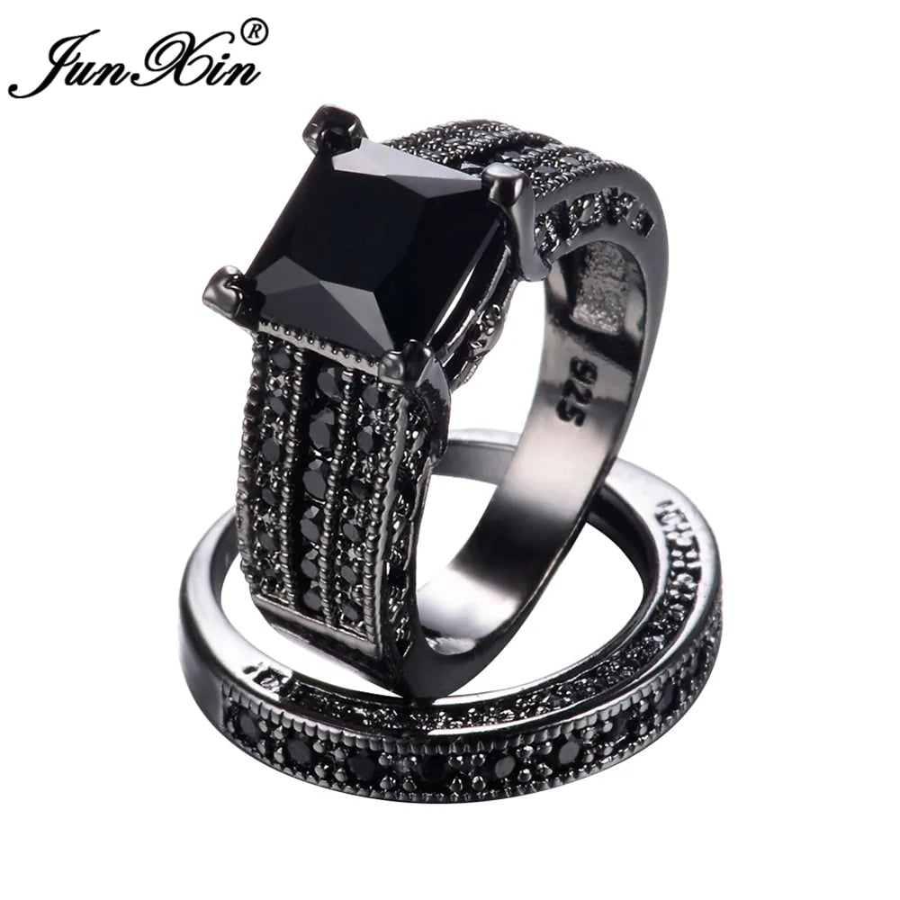 Elegant Black Gold Filled Zircon Ring