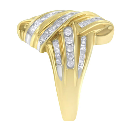 10K Yellow Gold Diamond Bypass Ring (1.0 cttw, H-I Color, I2-I3 Clarity)