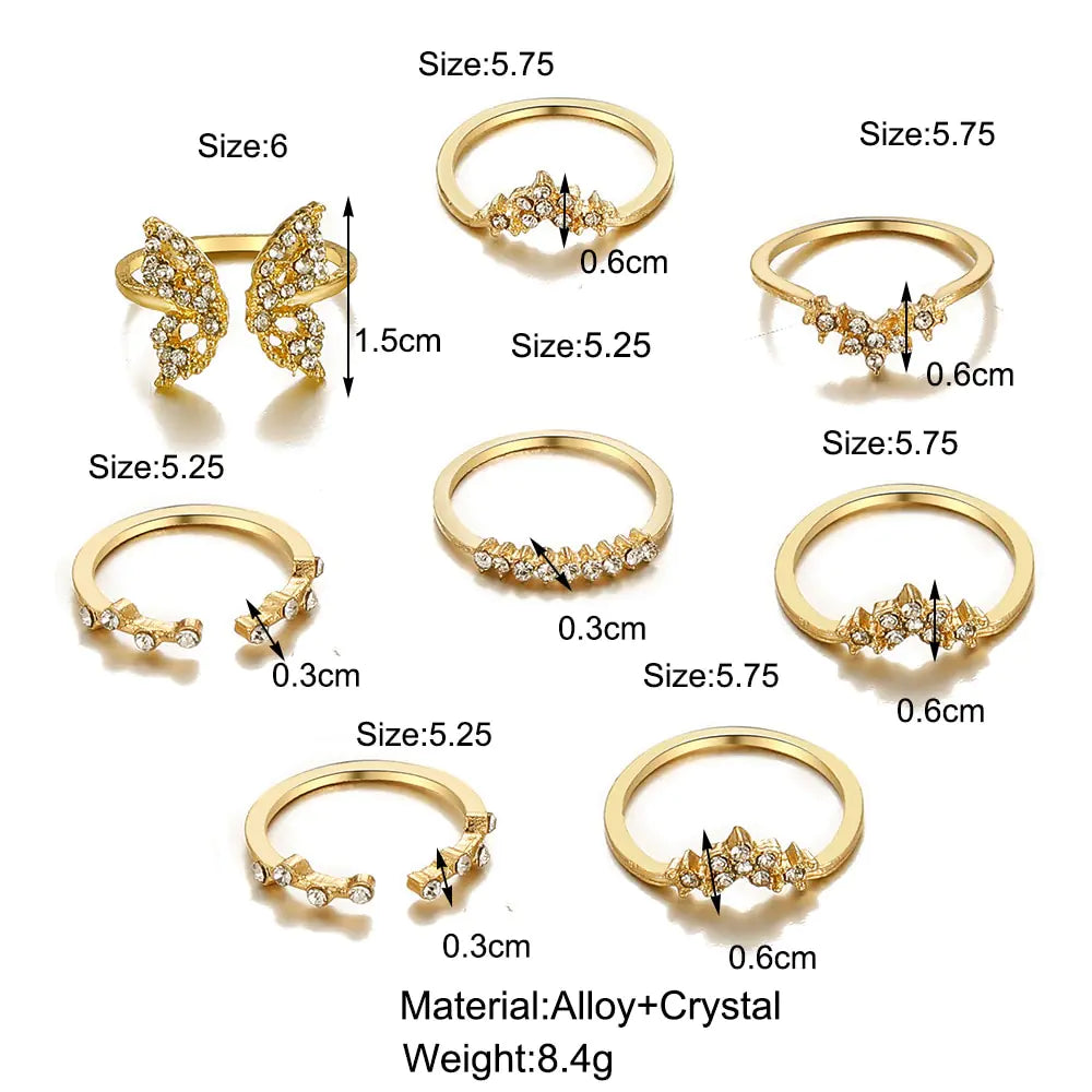 Diamond Butterfly Ring Set