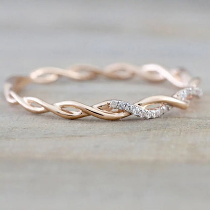 Rose Gold Twisted Diamond Wedding Band Ring