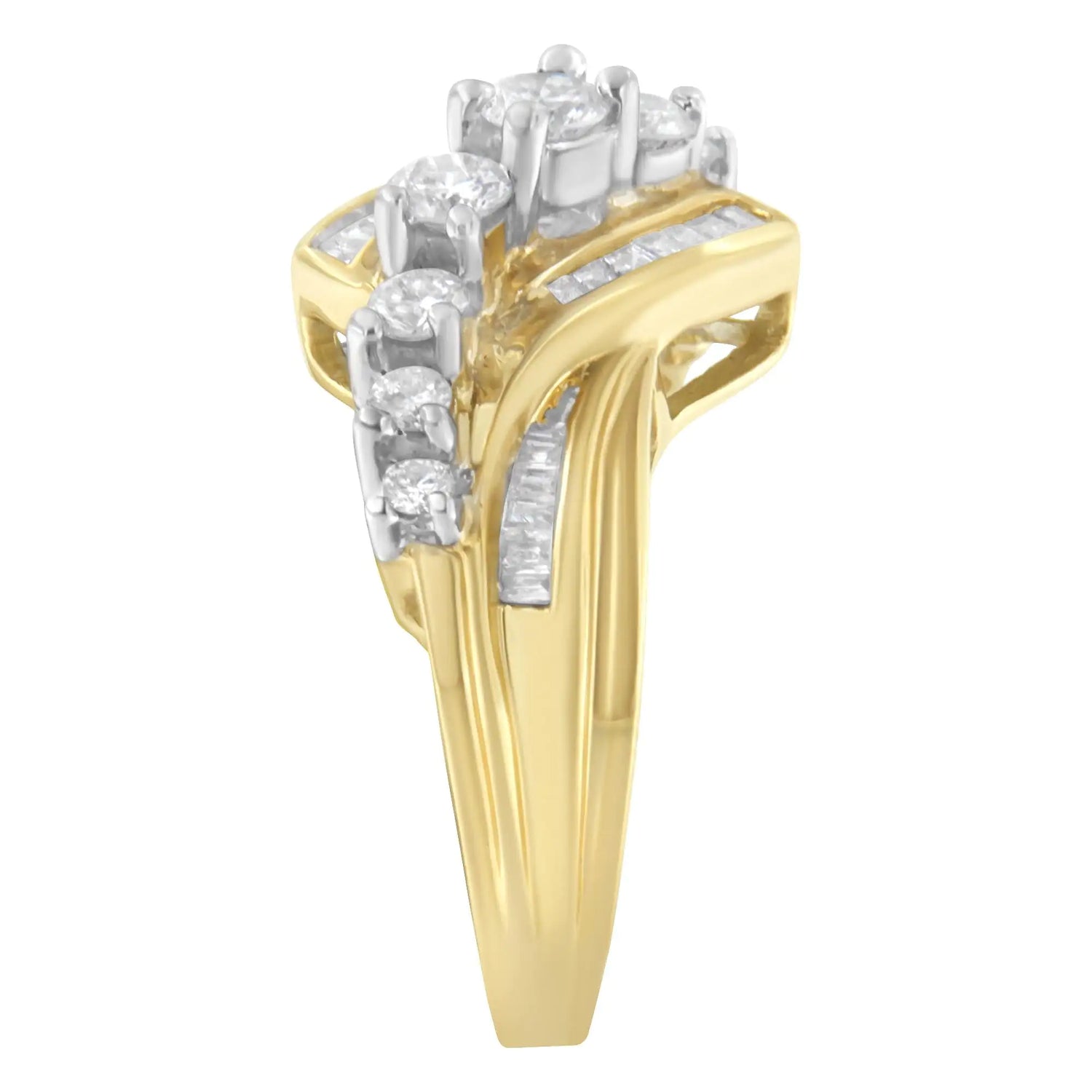 10K Two-Toned Diamond Bypass Ring (1 Cttw, H-I Color, SI2-I1 Clarity)