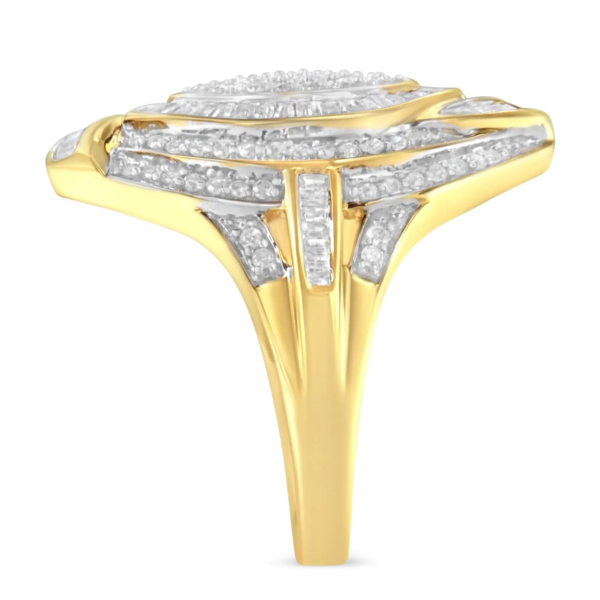 10K Yellow Gold Diamond Cocktail Ring (1 cttw, I-J Color, I2-I3 Clarity)