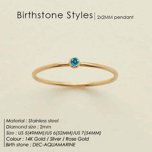 Stainless Steel Birthstone Ring