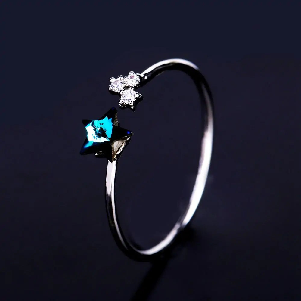 Gemstone Stare Shape Open Finger Ring