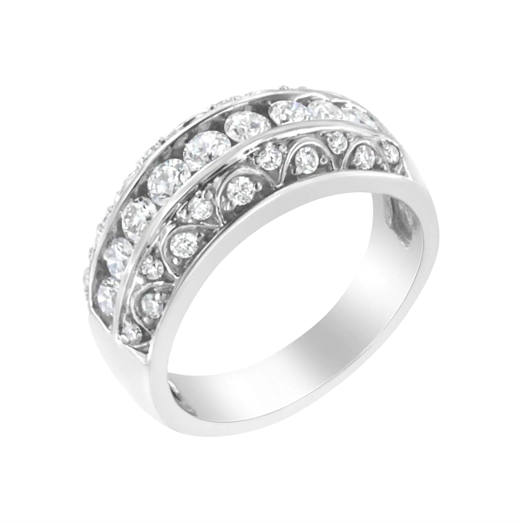 .925 Sterling Silver 1 cttw Lab Grown Cocktail Band Ring (F-G Color, VS2-SI1 Clarity)