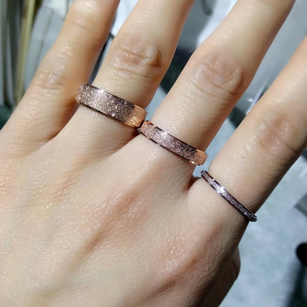 Rose Gold Color Frosted Finger Ring