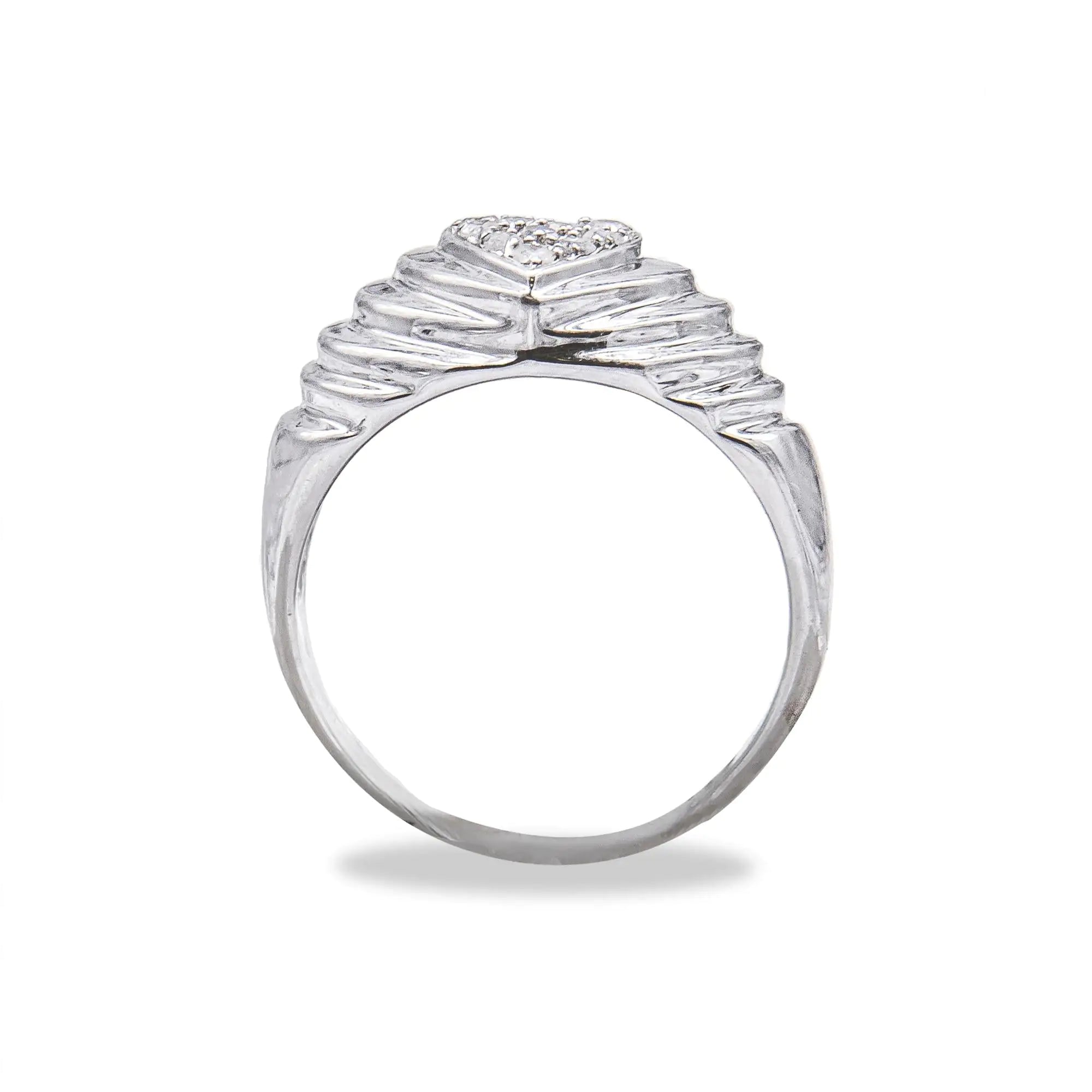 .925 Sterling Silver 1/6 Cttw Round Diamond &quot;Heartbeat&quot; Heart Band Ring (I-J Color, I3 Clarity)