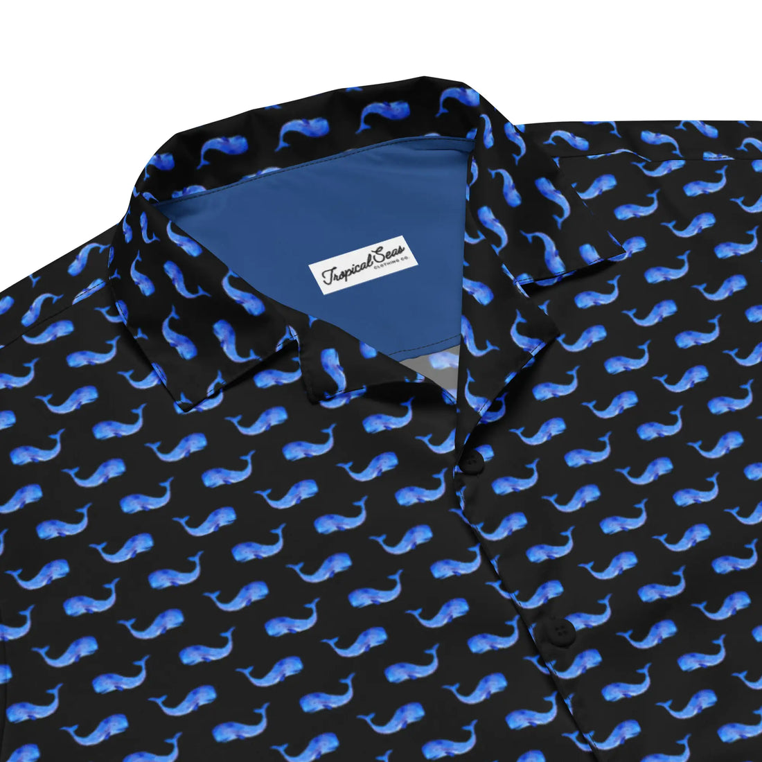 Midnight Whale Party Button Down Hawaiian Shirt - Coastal Summer 2024 Collection