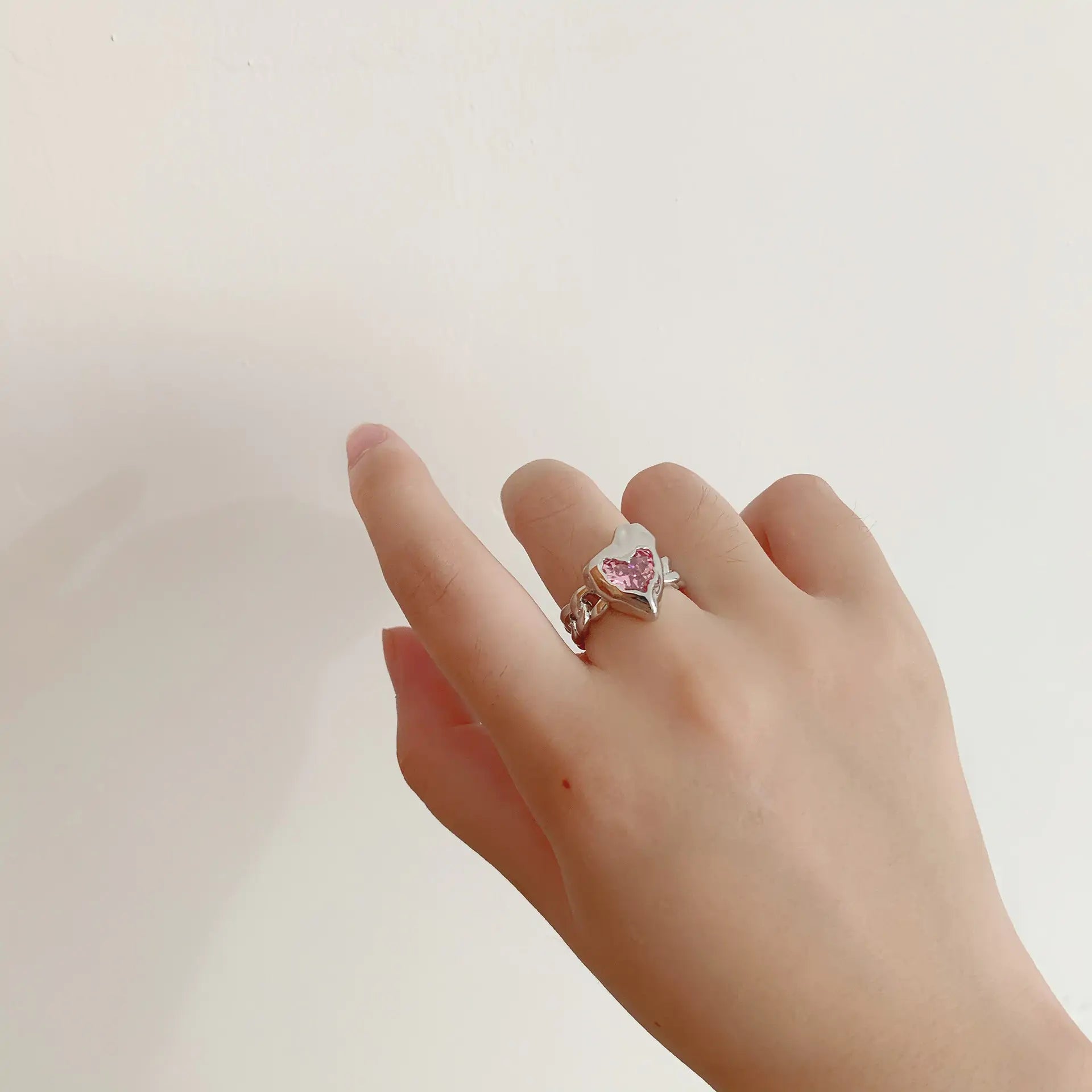 Adjustable Heart Sparkling Ring