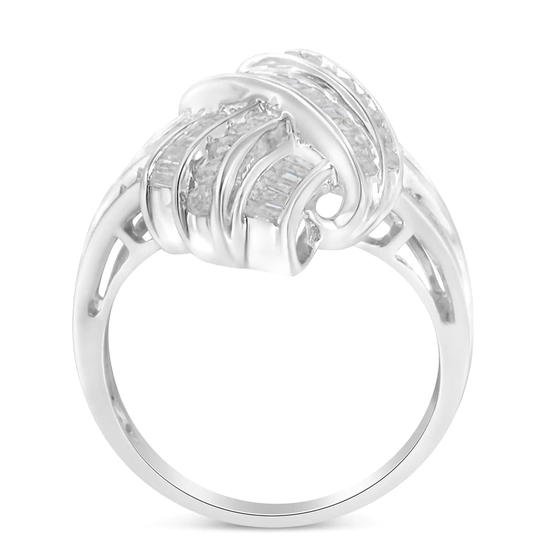 .925 Sterling Silver Diamond Bypass Cocktail Ring (1 Cttw, I-J Color, I2-I3 Clarity)