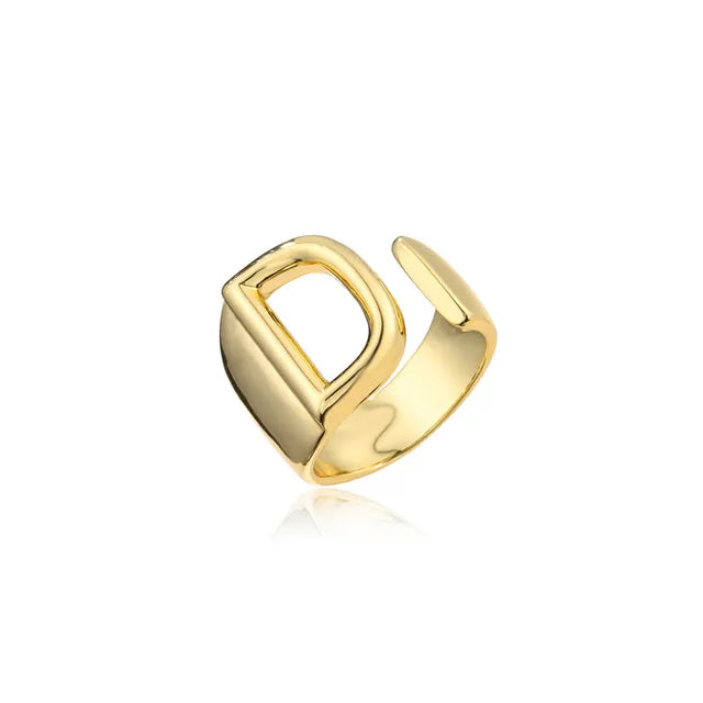 Adjustable Gold Alphabet Ring For Women