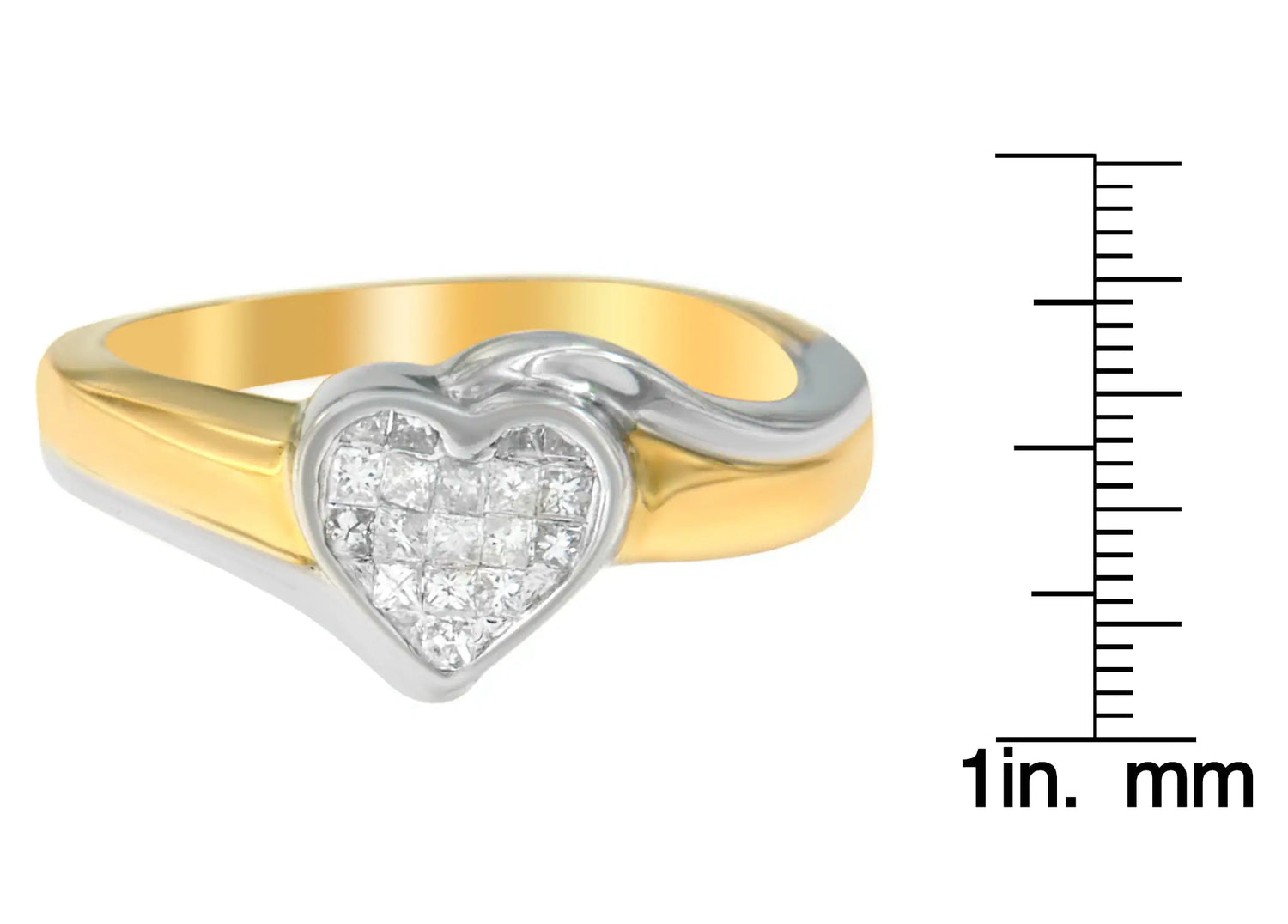 14K Two-Toned Gold Princess-Cut Diamond Heart Promise Ring (1/4 Cttw, H-I Color, I1-I2 Clarity)