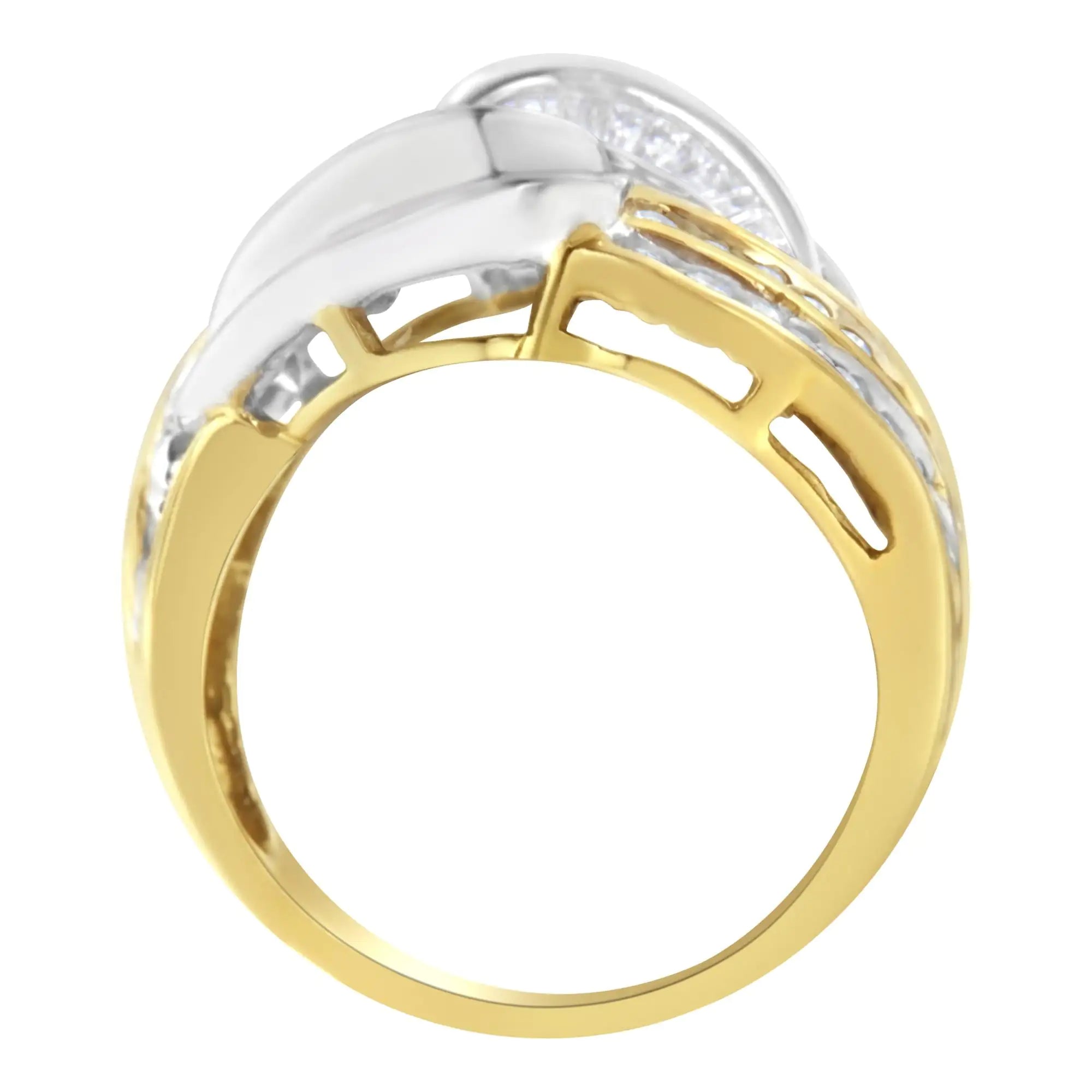 10KT Two-Toned Gold Diamond Bypass Ring (1 cttw, H-I Color, SI1-SI2 Clarity)