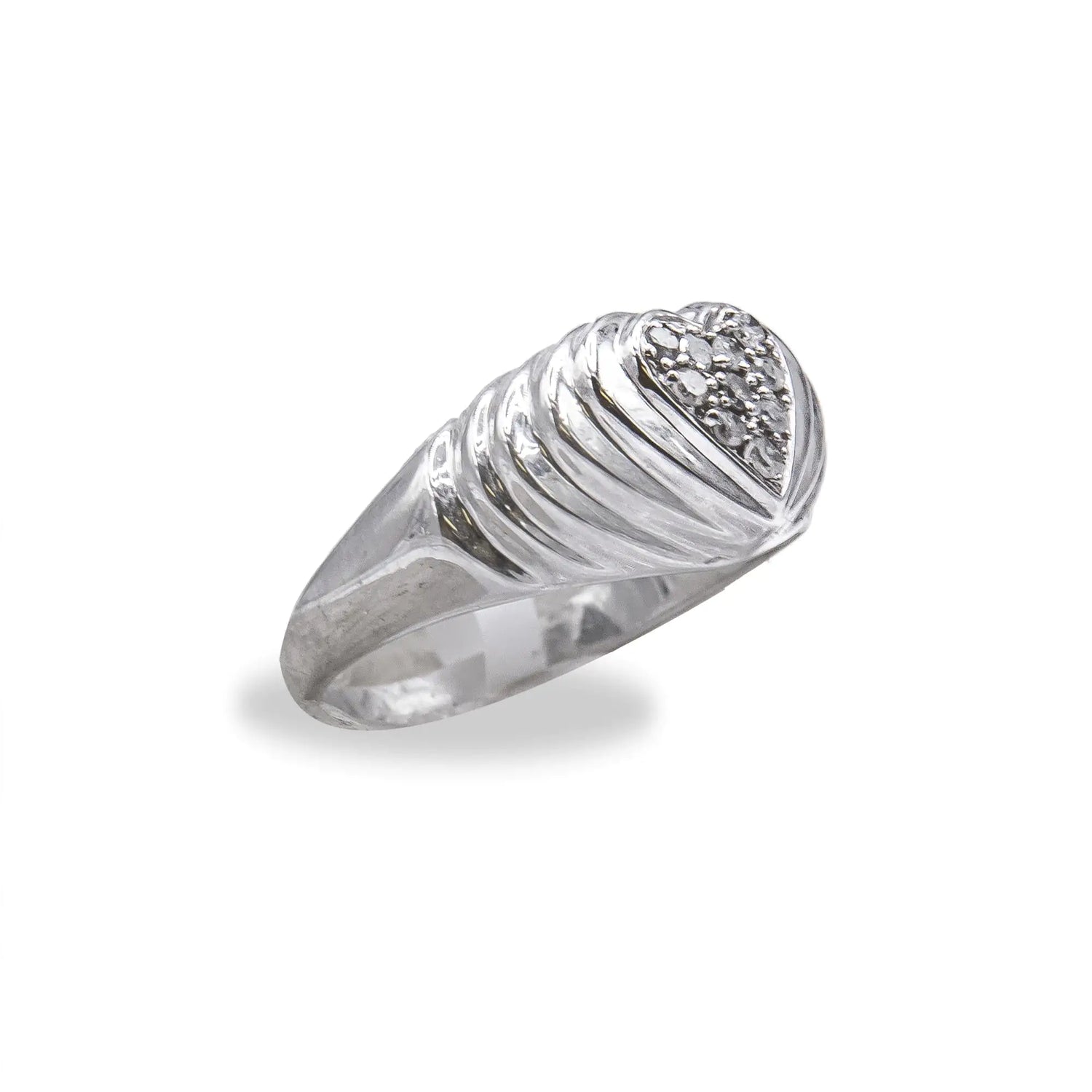 .925 Sterling Silver 1/6 Cttw Round Diamond &quot;Heartbeat&quot; Heart Band Ring (I-J Color, I3 Clarity)