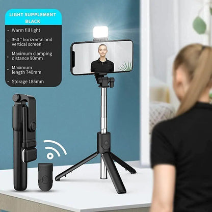 Wireless Selfie Stick Tripod with Light