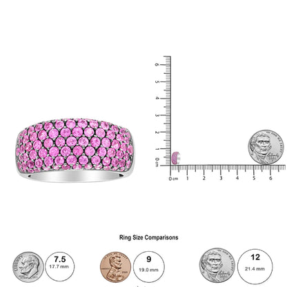 18K White Gold and Black Rhodium Multi Row Pink Sapphire Classic Band Ring