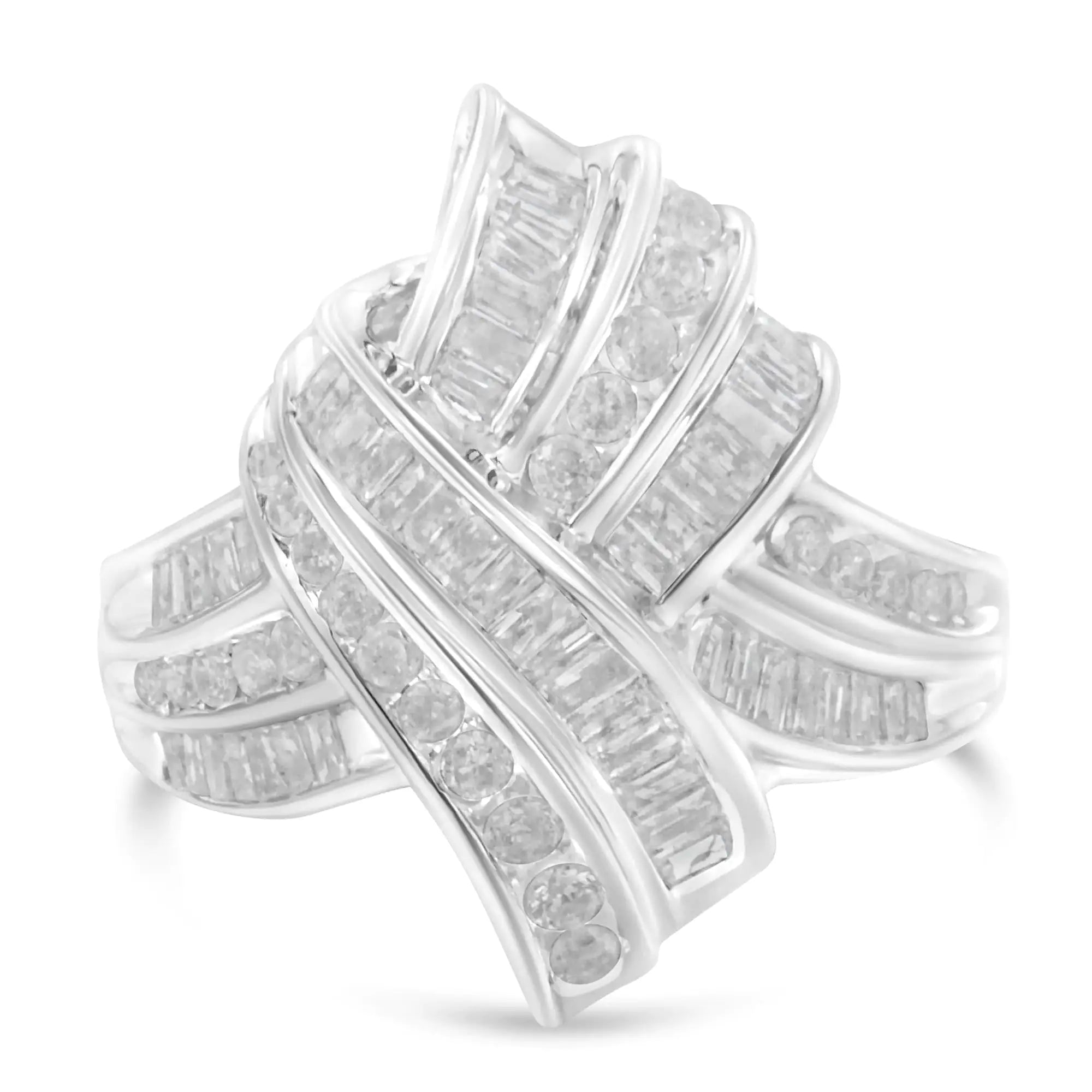 .925 Sterling Silver Diamond Bypass Cocktail Ring (1 Cttw, I-J Color, I2-I3 Clarity)