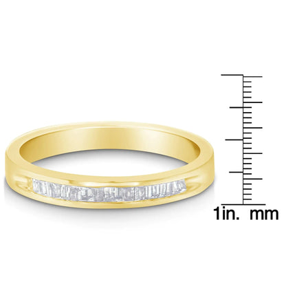 10K Yellow Gold over .925 Sterling Silver 1/5 Cttw Diamond Channel-Set Stackable Band Ring (H-I Color, I1-I2 Clarity)